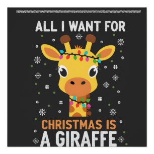 Poster Tout ce que je veux pour Noël est une girafe Anima