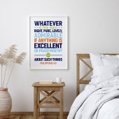 Poster Tout ce qui est vrai Noble droit, Philippiens 4:8 