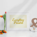 Poster Tout est possible<br><div class="desc">Maintenez toujours l'état d'esprit que tout est réalisable dans la vie et que rien n'est irréalisable. Utilisez ce mur suspendu comme affiche d'inspiration matinale dans votre maison ou votre lieu d'affaires.</div>