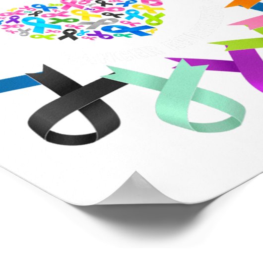 Poster Tout le cancer Sensibilisation Coeur Cancer Ruban  (Coin)