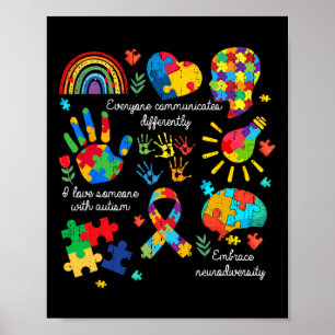 Poster Tout le monde communique différemment Autisme Neur