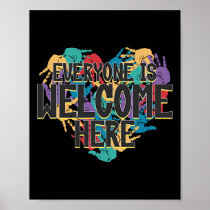 Poster Tout Le Monde Est Bienvenue Ici - Habille Coeur D'