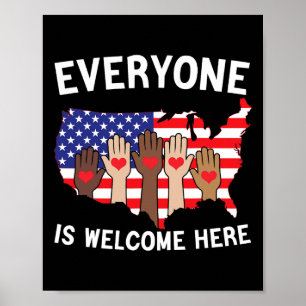 Poster Tout Le Monde Est Le Bienvenu Ici American Flag Po