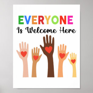 Poster Tout le monde est le bienvenu ici enseignant