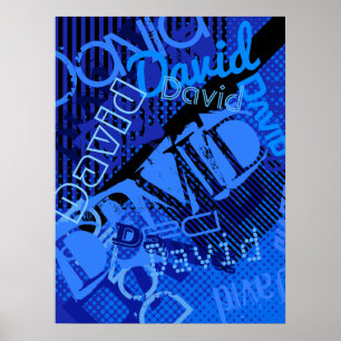 Poster Tout nom personnalisable créatif bleu