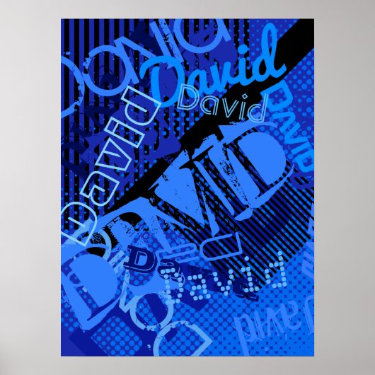 Poster Tout nom personnalisable créatif bleu (Devant)