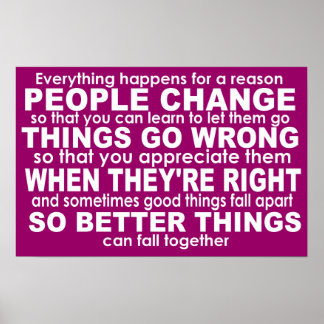 Poster Tout se passe pour une raison Inspirationnelle Quo