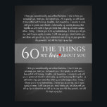 Poster toutes les choses que nous aimons à propos de vous<br><div class="desc">cadeau d'anniversaire parfait ou cadeau d'anniversaire pour montrer à votre être aimé que vous vous souciez. Conçu par The Arty Apples Limited</div>