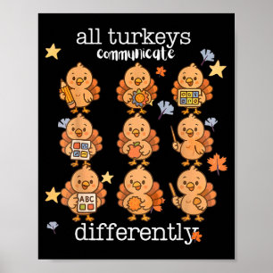 Poster Toutes les dindes communiquent différemment Thanks