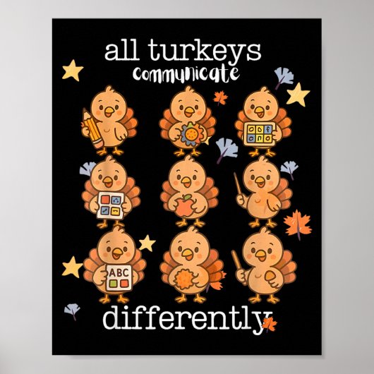 Poster Toutes les dindes communiquent différemment Thanks (Devant)