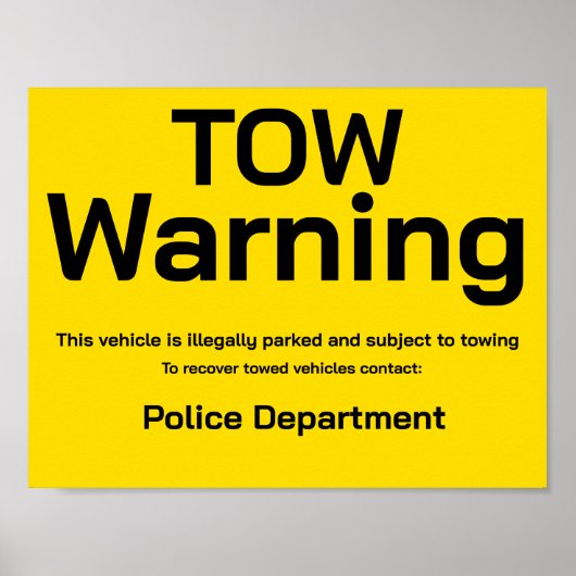 Poster Tow warning (Devant)