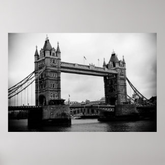 Poster Tower Bridge, Londres, Royaume-Uni en noir et blan
