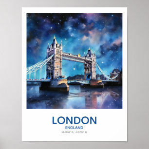 Poster Tower Bridge Under the Stars - Londres, Angleterre