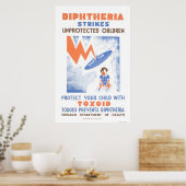 Poster Toxoïde empêche la diptherie 1941 WPA (Cuisine)