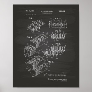 Poster Toy Building Brick 1961 Patent Art - Chalkboard