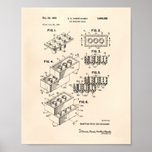 Poster Toy Building Brick 1961 Patent Art - Old Peper