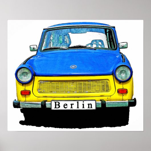 Poster Trabant Car Avant, Bleu & Jaune, Berlin (Devant)