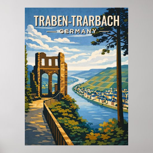 Poster Traben-Trarbach Vintage Travel (Devant)