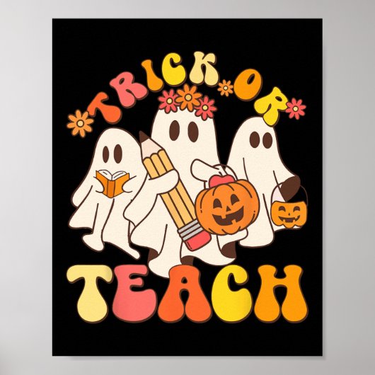 Poster Trace Ou Enseigner Ghost Halloween Enseignant Esth (Devant)