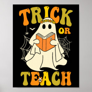 Poster Trace Ou Enseigner Super Halloween Fantôme Floral