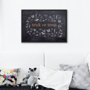 Poster Tracer ou traiter Vintage Chalkboard Halloween