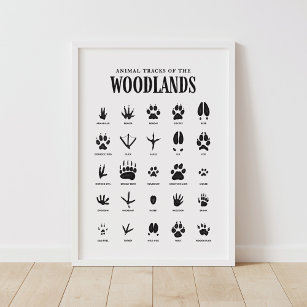 Poster Traces d'animaux Décor de pépinière de bois