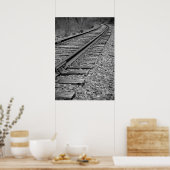 Poster Traces de train courbées en noir et blanc (Cuisine)