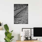 Poster Traces de train courbées en noir et blanc (Bureau à domicile)