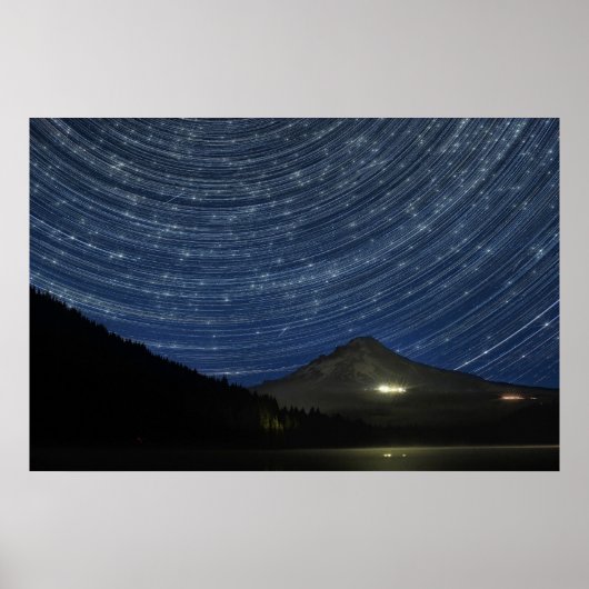 Poster Traces Star au-dessus du mont Hood à Trillium Lake (Devant)