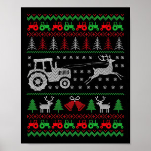 Poster Tracteur agricole Reindeer Farm Funny Farmer Ugly 