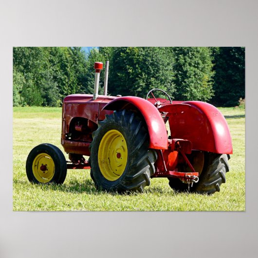 Poster Tracteur agricole rouge antique (Devant)