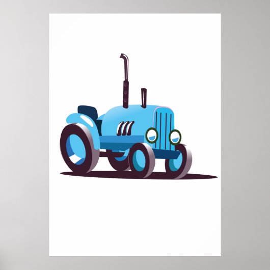 Poster Tracteur bleu mignon (Devant)