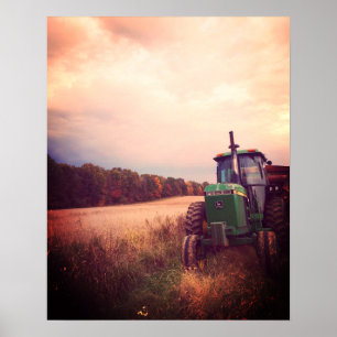 Poster Tracteur de récolte de chute à l'affiche de