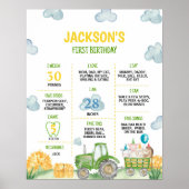 Poster Tracteur Ferme Animaux Anniversaire Fête Jalon (Devant)