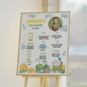 Poster Tracteur Ferme Animaux Anniversaire Fête Jalon