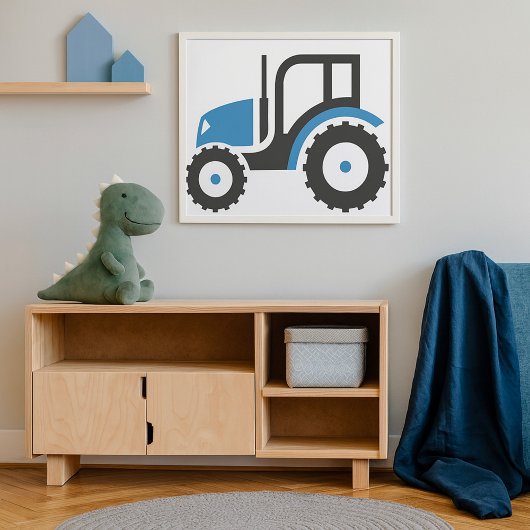 Poster Tracteur gris bleu