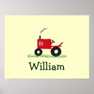 Poster Tracteur personnalisé Art mur : Tracteur rouge