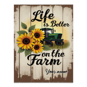 Poster Tracteur personnalisé et Sunflower Art