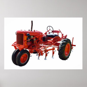 Poster Tracteur rouge vintage