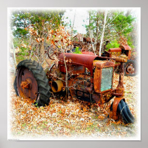 Poster Tracteur rustique Old Junk Yard Farm