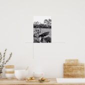 Poster Tracteur vintage en noir et blanc (Cuisine)