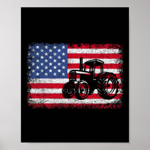 Poster Tracteurs agricoles Drapeau Usa Cadeau patriotique
