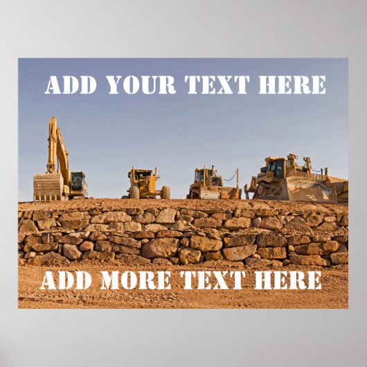 Poster Tracteurs de construction message personnalisé (Devant)