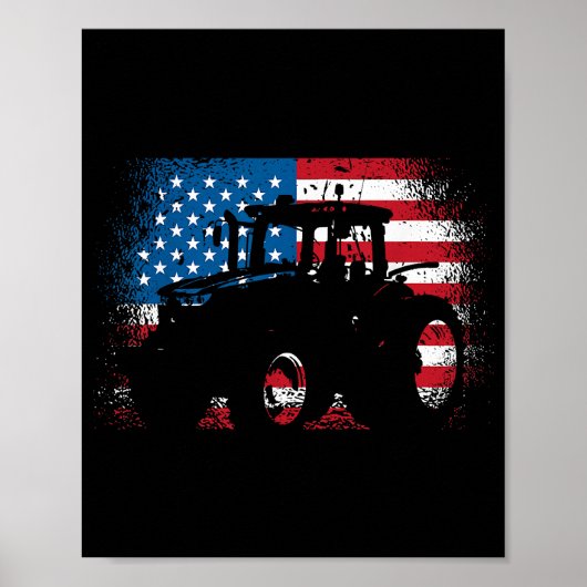 Poster Tractor USA Drapeau design pour Patriotic Farmer (Devant)