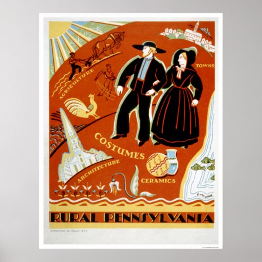 Poster Tradition du costume Amish 1938 WPA (Devant)