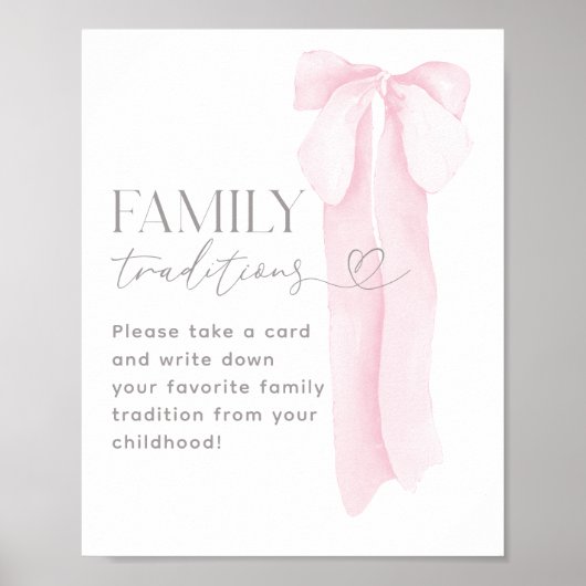Poster Tradition familiale Baby Shower fille minimaliste (Devant)