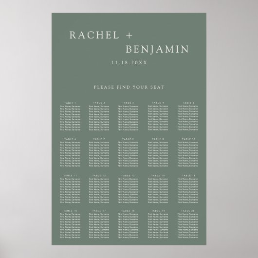 Poster Traditional Minimalist Simple Wedding Sage Green (Devant)