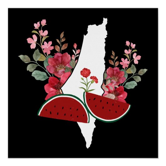 Poster Traditional Palestine elements in palestine map (Devant)