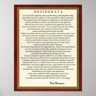 Poster Traditional Style Desiderata Poem by Max Ehrmann