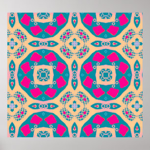 Poster Traditionnel, patchwork péruvien, motif de tuiles